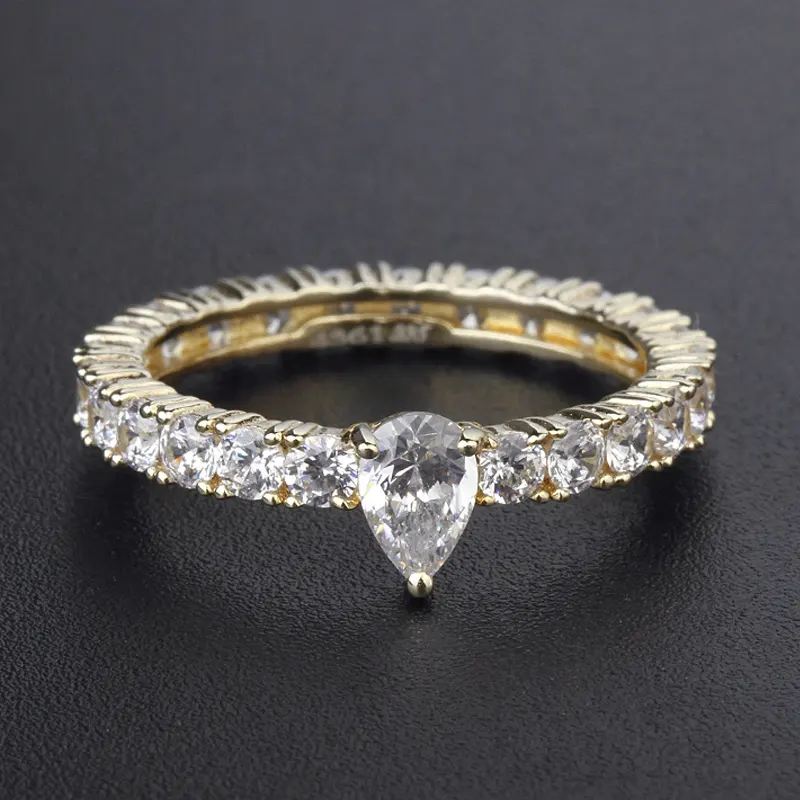 2023 anelli di gioielleria raffinata 5a anello di promessa di zirconi cubici per coppie anello a forma di pera con zirconi placcati in oro 18 carati argento sterling 925