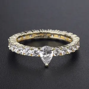 2023 anelli di gioielleria raffinata 5a anello di promessa di zirconi cubici per coppie anello a forma di pera con zirconi placcati in oro 18 carati argento sterling 925