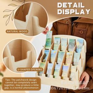 Wooden <b>Desktop</b> Card Display Rack 3 Tier Multi Compartment Greeting Card Storage <b>Shelf</b> For Office Home Use - Product Image 2