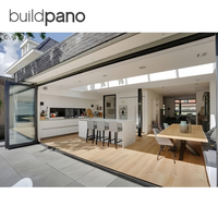 Porte pliante extérieure en aluminium avec panneaux de verre accordéon pour balcon, patio, villa, système panoramique insonorisé et étanche