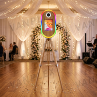Verstelbare ovale houten iPad fotohokje behuizing 10,2-13 inch DSLR standaard kiosk met camerahouder voor feest bruiloft evenement