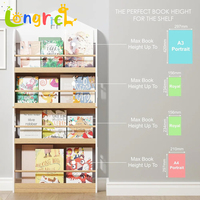Étagère à livres en bois Montessori OEM à 4 niveaux avec rangement pour jouets pour salle de jeux, chambre à coucher, bibliothèque pour enfants