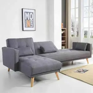 Heiß verkaufen Großhandel einfaches Design moderne l-förmige Sofa garnitur Klapp stoff Schlafs ofa Couch Bett Familien schlafzimmer Möbel