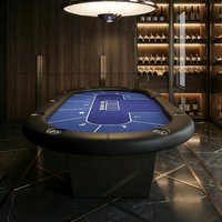Table de poker ovale personnalisée Texas à vendre, position du croupier incluse, feutre bleu pour salle de jeux, club, hôtel