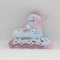 Patins à roulettes ajustables pour enfants, coque en PE, doublure en maille de velours, châssis en aluminium, roues clignotantes en PU, roulements ABEC-7, durables
