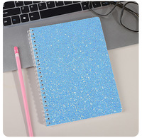 Carnet spirale A5 Macaron couleur unie à paillettes, journal ligné à reliure métallique avec couverture scintillante pour étudiant