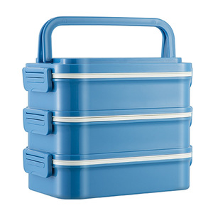 Qijia Multi Layer <b>Insulated</b> <b>Lunch</b> <b>Box</b> With Handle Portable Sealed For Students And Adults Rectangle Solid Color Plastic Lid - Product Image 1