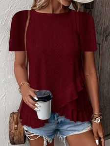 Camiseta de Jacquard con Patrón Geométrico, Casual y a la Moda para Mujer, Nueva Colección Primavera/Verano 2026, Estilo Europeo Americano, Venta en Línea Internacional - Product Image 6