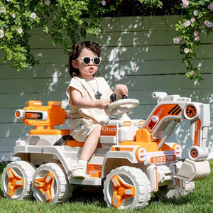 Excavatrice électrique, véhicule d'ingénierie, voiture jouet télécommandée à double siège, quatre roues motrices, grande taille, pour enfants de 2 à 4 ans - Product Image 1