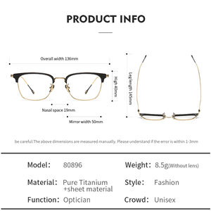 กรอบแว่นไทเทเนียมทรงกลม80896สำหรับผู้ชายกรอบแว่นตาผู้หญิงทำจากไทเทเนียมกรอบแว่นตาโลหะ - Product Image 3