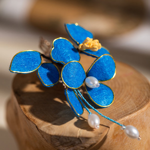 Accesorios para el cabello con imitación de plumas de pescardeta, pinzas para el cabello de terciopelo, alternativas a las flores de terciopelo, tocados de estilo antiguo. - Product Image 3