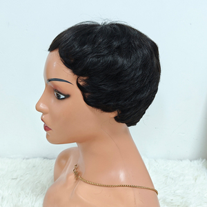 Promotion 8$ Letsfly Short Human Hair <b>Wig</b> <b>Pixie</b> Cut Layered <b>Wig</b> Natural Brown 4/27# Ombre Machine Made Hair <b>Wigs</b> 9047 - Product Image 3