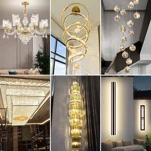 2024 Factory Price Creative 1 Luxury Model Lamp Indoor Villa Staircase Long Chandeliers Pendant Crystal Chandelier Lighting
