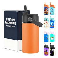 Bouteille d'eau isotherme en acier inoxydable pour enfants avec paille, personnalisable avec logo, 12oz 16oz 18oz, anti-fuite, sans BPA, pour l'école et les voyages