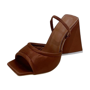 OEM/ODM 2025 Summer Wedding Ankle Strap Slippers Light-Weight Hard-Wearing Wedge <b>Sandals</b> with Square Toe Lace-Up Closure - Product Image 6