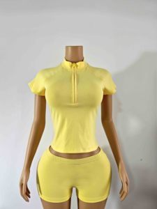 <span class=keywords><strong>Conjunto</strong></span> Deportivo de 2 Piezas para <span class=keywords><strong>Mujer</strong></span>, Estilo Y2K, Chaqueta con Media Cremallera y Pantalones Cortos, Verano, Spandex y Algodón, Atuendo Informal a la Moda, Logotipo Personalizado - Product Image 6