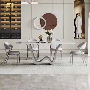 <span class=keywords><strong>Tavolo</strong></span> <span class=keywords><strong>da</strong></span> <span class=keywords><strong>Pranzo</strong></span> di Design Creativo con Gambe Curve e Base Aerodinamica, Piano in Pietra di Lusso per Arredamento <span class=keywords><strong>Sala</strong></span> <span class=keywords><strong>da</strong></span> <span class=keywords><strong>Pranzo</strong></span> - Product Image 4