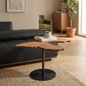 <b>Modern</b> Wood <b>Coffee</b> <b>Table</b> With <b>Black</b> Metal Base Minimalist Living Room Furniture Handmade Design - Product Image 3