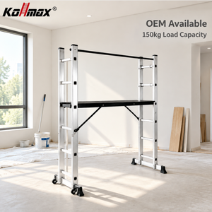 Escalera <span class=keywords><strong>de</strong></span> Andamio <span class=keywords><strong>de</strong></span> Aluminio Kollmax, Plataforma <span class=keywords><strong>de</strong></span> Trabajo Plegable Portátil con Ruedas, Resistente, Fácil <span class=keywords><strong>de</strong></span> Instalar, Escalera Multiusos - Product Image 1