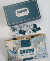 Jeu de Mahjong américain d'extérieur 166 tuiles, tuiles de Mahjong avec motifs naturels Hibou forestier et Oiseau, avec Joker, Teal 3 couches