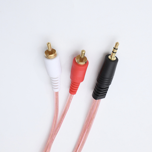 High Quality Transparent Color 3.5mm to RCA Cable 2RCA to AUX Cord 2-RCA to 3.5mm Adapter Stereo Audio Y-Cable
