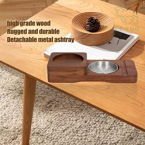 Luxury Men Gift Portable Custom <b>Car</b> Smoking Cigarette Storage Tray Wooden Cigar Ashtray with Wine Bottle Holder - Product Image 3