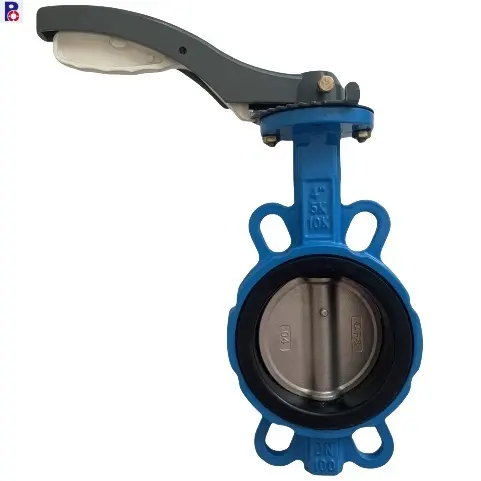 smooth surface PN16 universal ductile cast iron body aluminum alloy handle wafer type butterfly valve