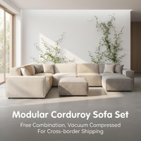 KS011 Cube Modulares Komprimiertes Sofa, Cord-Leinen-Stoff Rahmenloses Ecksofa, Vakuumverpacktes Minimalistisches Kombinationssofa