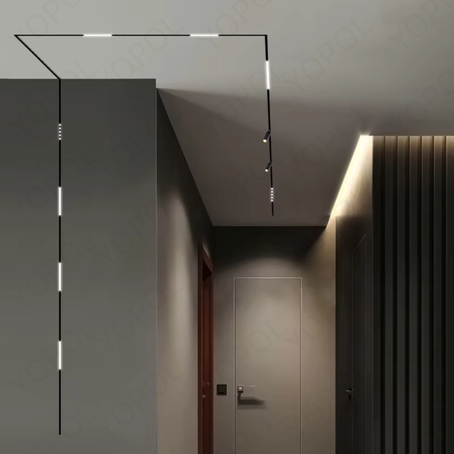 Modern Design 48V 24V Smart Flexible LED Linear Belt Free Angle Adjustable Rail Lighting System with Magnetic Track Light