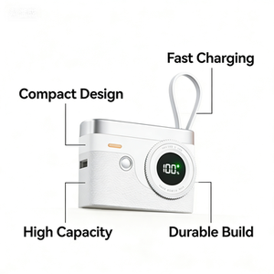 Banco de Energía Retro para Cámara de 10000mAh con Pantalla LED, Cables USB C Integrados, 22.5W PD20W para Teléfonos Inteligentes - Product Image 3