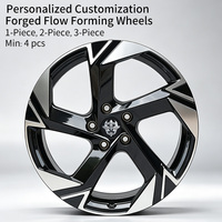 Jantes Flowtone à 5 branches 18x8 5x112, finition noire usinée, en alliage d'aluminium d'origine pour voitures particulières, prêtes à être expédiées
