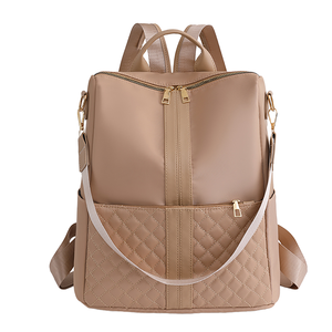 Korean Style <b>Large</b> Capacity Pu Women's <b>Backpack</b> with Zipper Closure Waterproof Shoulder Bag Solid Color for <b>School</b> Everyday - Product Image 1