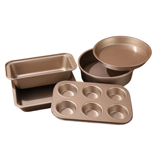 <b>Bakeware</b> <b>Set</b> 4 Piece Cake Mold Muffin Pan Loaf Pan Round Pan Baking Tools For Home Kitchen Use - Product Image 4