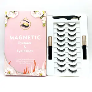 Hot selling magnetic eyelashes 5 magnets lashes 3D magnetic eyelash kit with magnetic eyeliner private label magnetic eyelashes