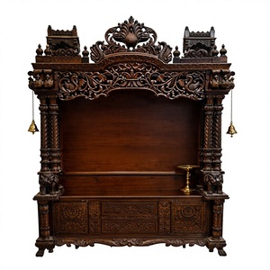Sri Ram Darbar Solid Wood Pooja Mandir For Home Grand Shri Khatu Shyam Darbar Temple Home Mandir Custom Made Wooden Pooja Unit - Product Image 3