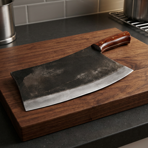 Couteau de boucher professionnel en acier au carbone forgé à la main, manche en bois de rose, lame de découpe robuste pour la cuisine - Product Image 1