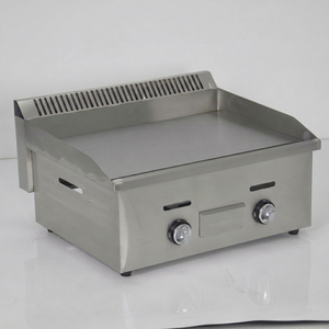 Plancha de gas de acero inoxidable de alta resistencia con dos quemadores y superficie plana para catering comercial - Product Image 1