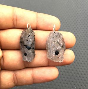 2 pièces pendentif en argent sterling 92.5 pierre précieuse rutile noire naturelle non traitée de qualité supérieure bijoux pour femmes pierre tendance - Product Image 4