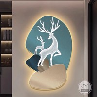 Lanterne suspendue LED en porcelaine de cristal, style dessin animé, motif élan, résistante à l'eau, écologique, pour hall d'entrée