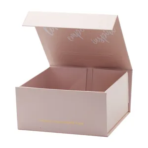 Boîte florale de luxe pour chaussures et vêtements, emballage rose clair avec logo doré, produit pour cadeaux de mariage, emballage pliable, hamac