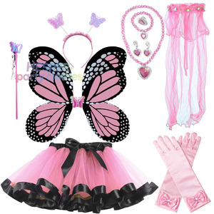 Costume de princesse pour filles, déguisement de fée pour Halloween avec ailes de papillon, tutu, baguette magique et accessoires, vente en gros HP - Product Image 1