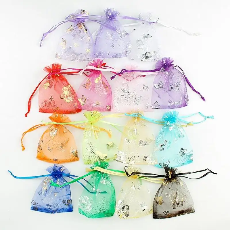 HD7 * 9cm sacchetti regalo in Organza a farfalla Baby Shower Seashell Candy Mesh Bags piccola borsa in Organza con coulisse