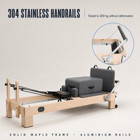 Machine de Pilates classique en bois massif avec rétraction automatique des cordes, 5 ressorts allemands et appui-tête réglable pour la maison et le studio de Pilates