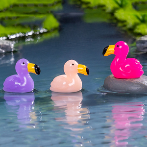 Mini figurines de flamants roses en résine simulées, ornements de charme d'animaux de dessin animé pour décorations paysagères, accessoires de bricolage - Product Image 4