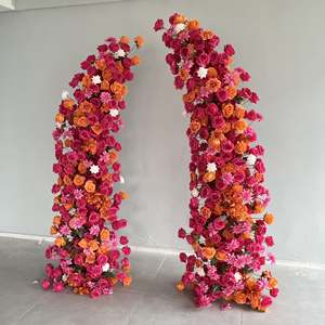 D-HOA059 Hot <b>sales</b> wedding blue horn flower arch rose horn flower arch backdrop wedding horn flower arch artificial silk <b>decor</b> - Product Image 3