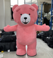 Prix de gros - Costume de mascotte géant gonflable en forme d'ours en peluche rose personnalisé de 3 m pour restaurant, pour adulte