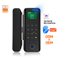 Cerradura Inteligente para Puerta de Vidrio de Aluminio con Reconocimiento Facial WIFI TUYA, con Huella Dactilar, Código, Llave, Control Remoto y Almacenamiento en la Nube