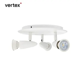 VERTEX 특허 현장 조명 스포트라이트 Gu10 램프 led 천장 기울기 340 표면 장착 호텔 홀더 5Wx3 1200lm 4000K Ra80 CE RoHs