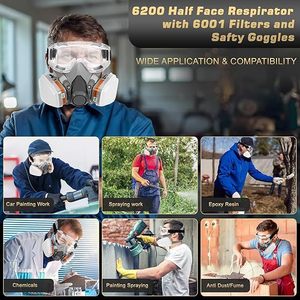 Half Face Respirator <b>Mask</b> With Organic Vapor Filter Cartridge KN95 Reusable For Chemicals Paints Pesticides Formaldehyde - Product Image 4