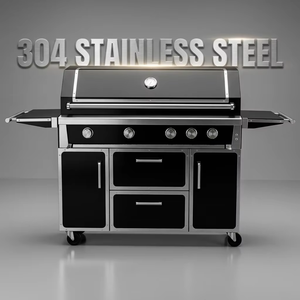 Barbecue à gaz noir de qualité supérieure à 4 brûleurs 99 000 BTU en acier inoxydable 304 pour cuisine extérieure et jardin – Stock USA - Product Image 2